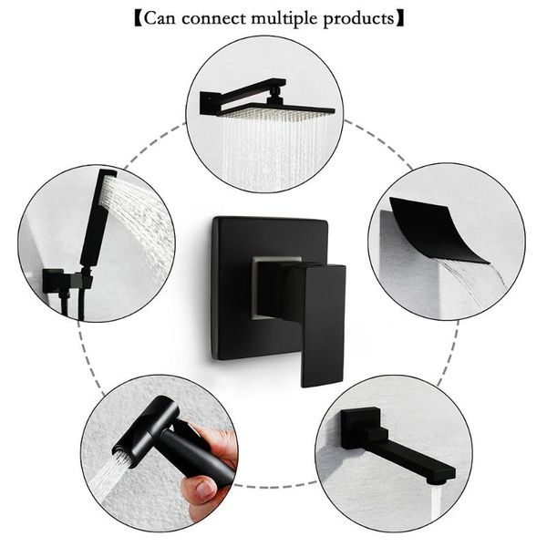 

bathroom shower sets mixing and cold valve body faucet copper black single handle concealed mixer in-wall type hg-8002