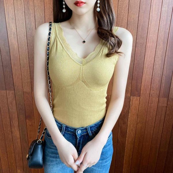 

camisoles & tanks women 2021 autumn winter fashion slim sleeveless female warm thickening vest ladies lace v-neck w116, Black;white