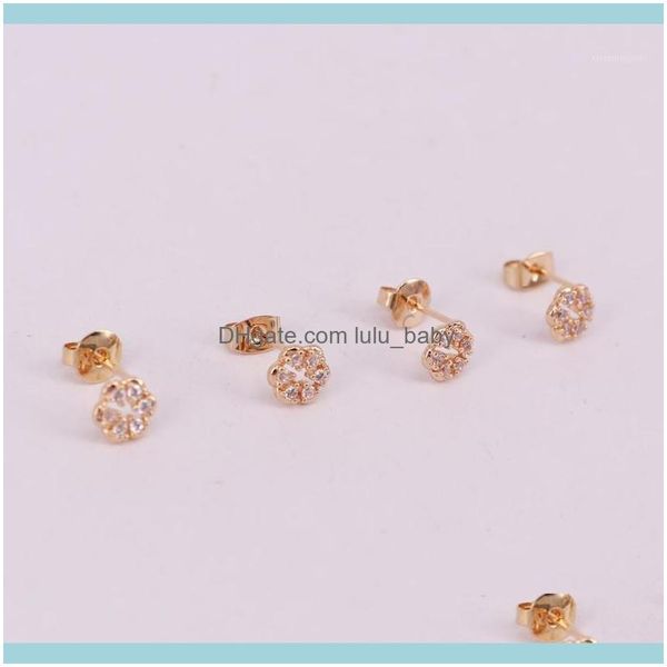 

stud earrings jewelrystud chrysanthemum ear with cz rose gold color for festival gift to friend and mother beauty diy jewelry buy 1 get box1, Golden;silver