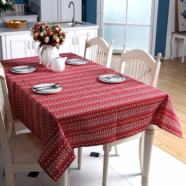 

table cloth polyester cotton tablecloth red deer christmas waterproof oilproof rectangle wedding banquet cover textile