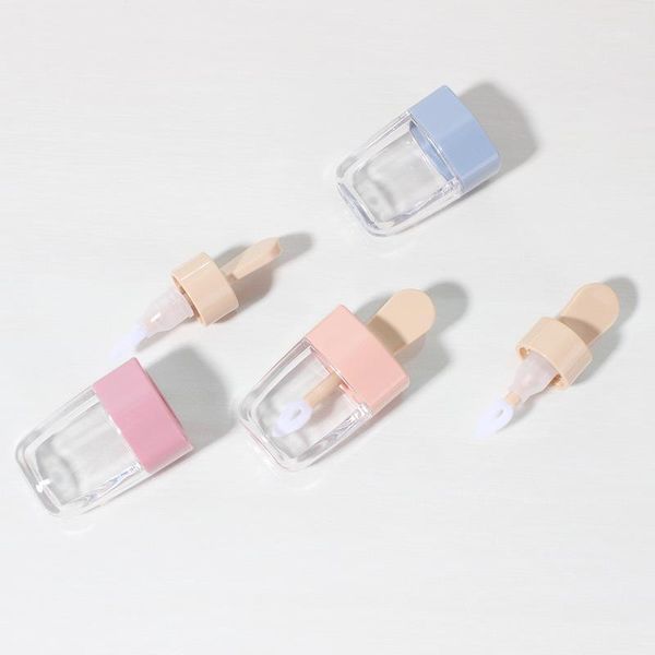 

wholesale transparent icecream shaped lipgloss packaging 5ml private label empty lip gloss tube with wands liquid lipstick1