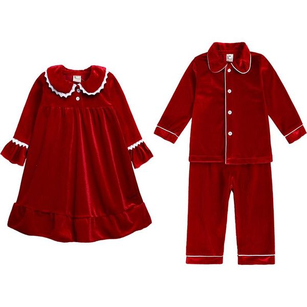 

pajamas arrival winter christmas sets sleepwear for girls velvet lace long sleeve+pants children's clothing baby boys suit, Blue;red