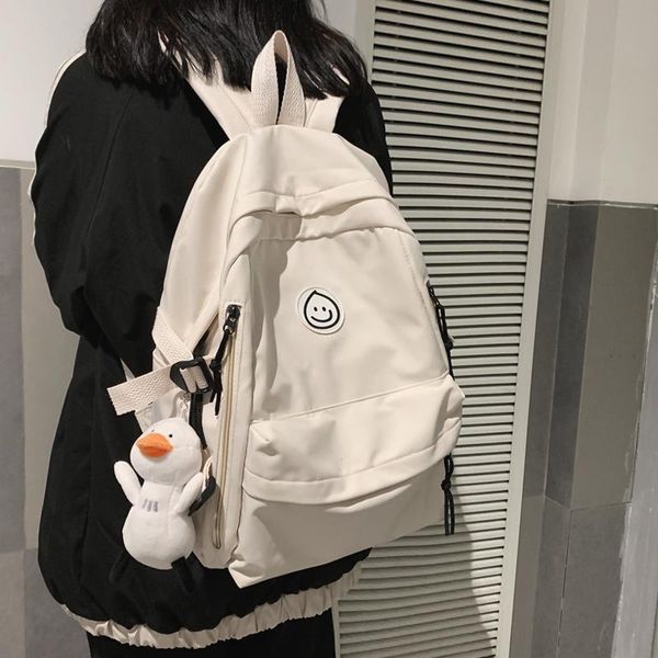 

female simple couple backpack men women school backpacks for teens harajuku girls 14inch lapbags korean bookbag 2021