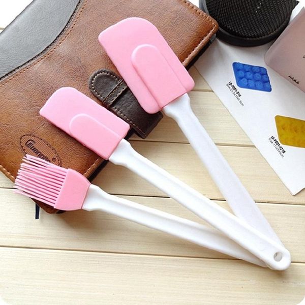 

3pcs/ set silicone spatula barbeque brush cooking utensil tool kit heat resistant bbq oil condiment brushes cake cream scraper baking & past
