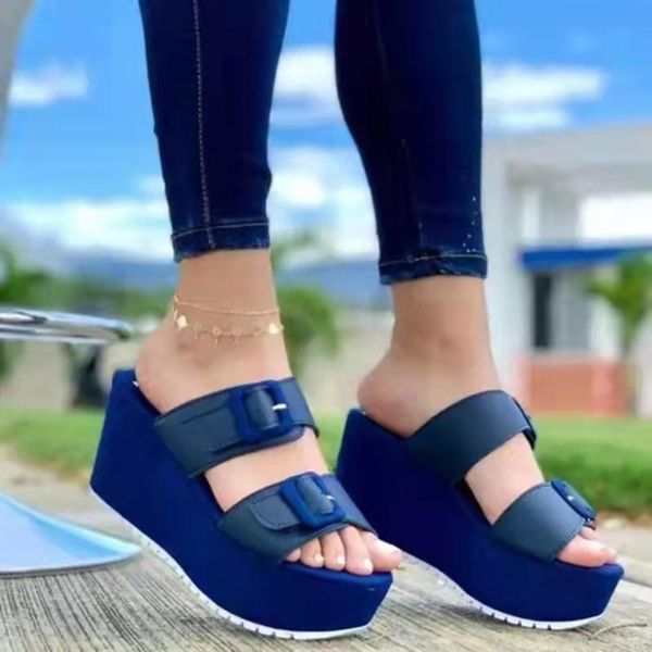 

ladies casual women shoes platform slipper beach sport sandals summer open toe square slippers#g38 slippers, Black