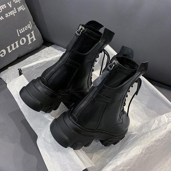 

women's short platform boots, zipper motorcycle shoes, 2021 boots, Black