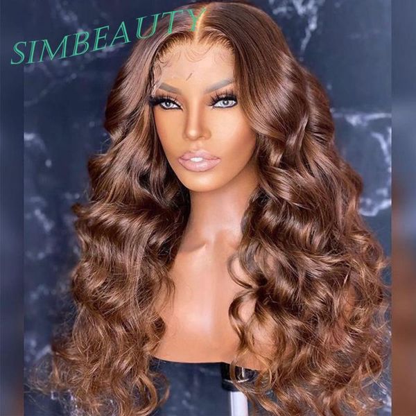 

lace wigs 360 frontal human hair chocolate brown balayage wavy remy 200density 13x6 front wig preplucked t part, Black;brown
