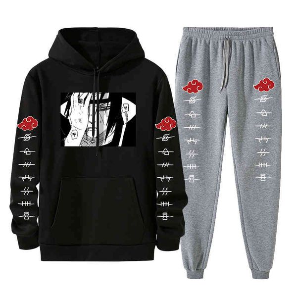 

manga akatsuki hoodies/suit sweatshirt men/women streetwear tracksuit pullover hoody itachi men clothing autumn hip hop clothes, Gray