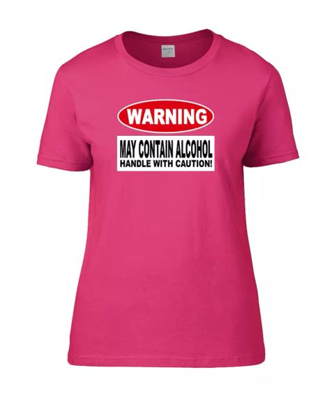 

warning. may contain alcohol- booze based women's t-shirt, White;black