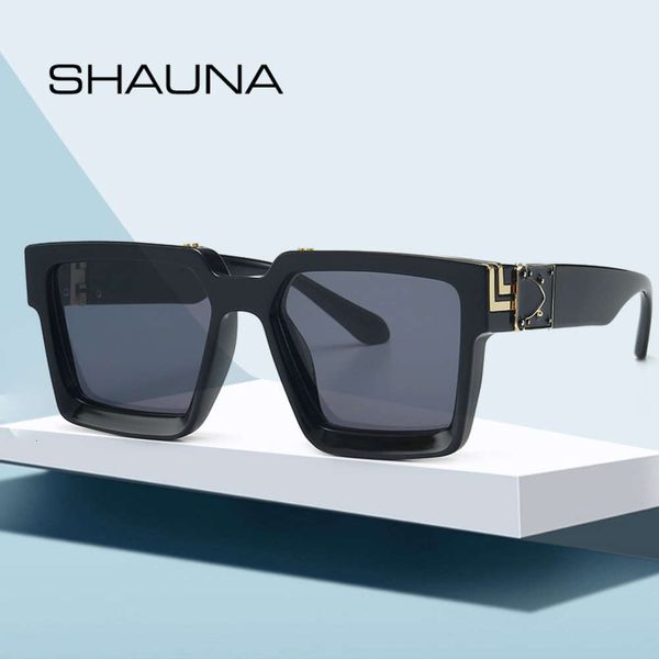 

shauna retro square women in popular sunglasses men uv400, Black