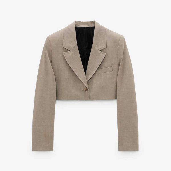 

autumn fashion long sleeve single pocket deco short blazer coat 210930, White;black
