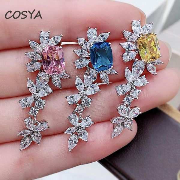 

dangle & chandelier cosya 100% 925 sterling silver petal tassel geometric high carbon diamond temperament elegant female eneagemnt ring fine