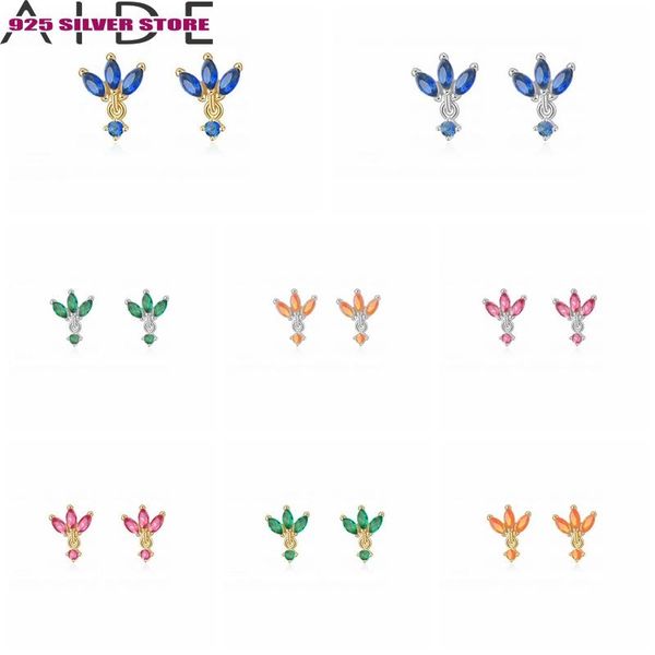 

stud aide 925 sterling silver earrings for women color cz zircon piercing with charm mothers day gift aretes de mujer, Golden;silver