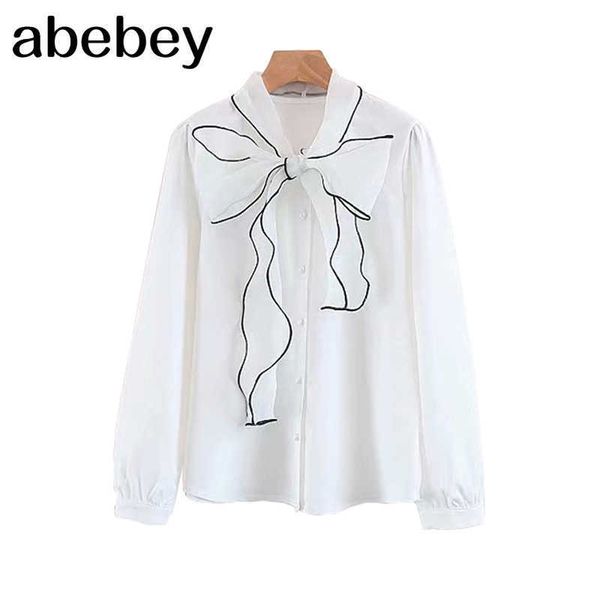 

women white bow collar solid chiffon shirt long sleeve office lady work ol 210715