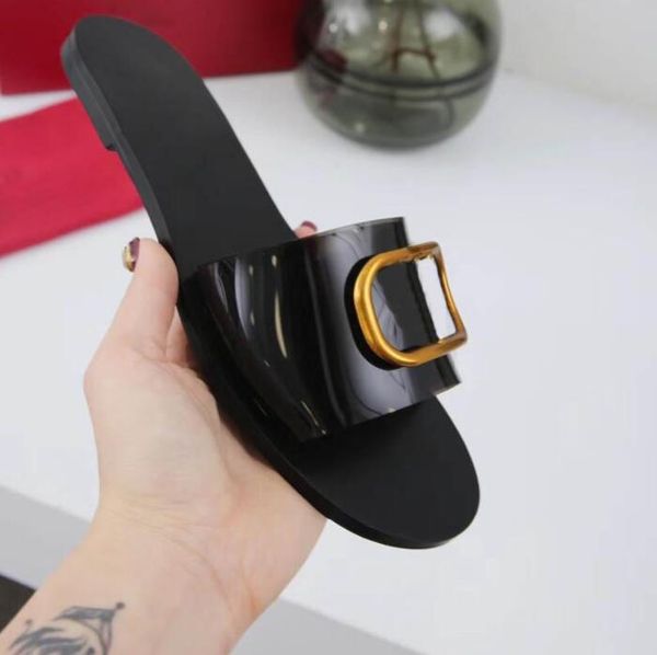 

2021 summer designers brand beach slide sandals slippers fashion slip-on design letter women sandal with box, Black