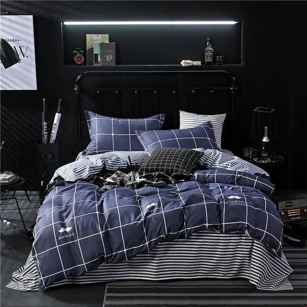 

bedding sets twin full bedsheet luxury duvet cover set king size  blue quilt pillowcase bed sheet