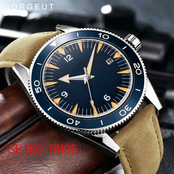

wristwatches nh35 automatic men watch military sapphire glass luminous sterile dial sport clock leather mechanical wristwatch, Slivery;brown