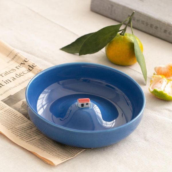 

household tableware ceramic fruit salad bowls utensils for kitchen plates soup dessert snack ramen bowl with red house white