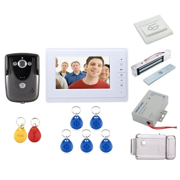 

home wired 7 inch tft touch screen color video door phone night version intercom system + doorbell camera phones