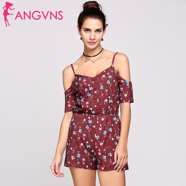 

women's jumpsuits & rompers cold shoulder short sleeves spaghetti strap floral, floral women wine red loose casual summer, Black;white