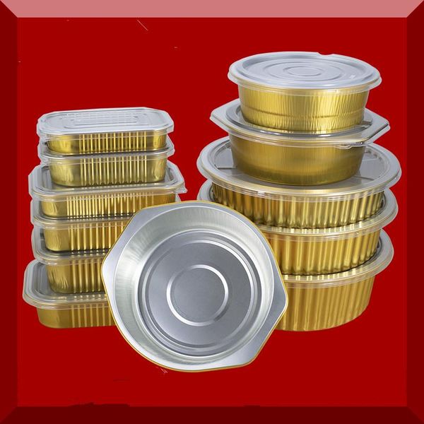 

gift wrap 10pcs net red thickened disposable tin paper box aluminum foil bowl party pinci barbecue food cup packaging golden lunch