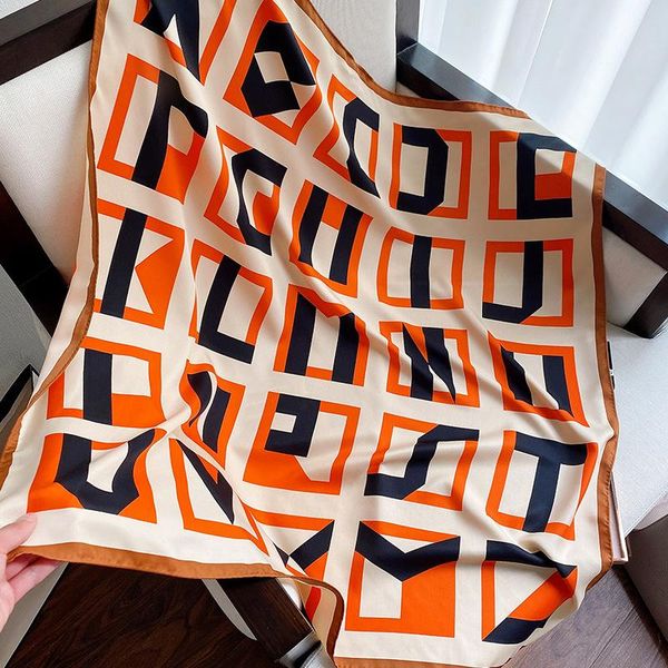 

scarves simplicity fashion english alphabet printing pattern hand stitch twill silk 90 large square scarf decorative shawl gift, Blue;gray