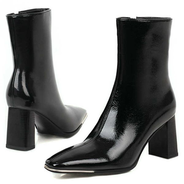 

fashion shoes women's autumn winter ankle boots new short boots for women squared heeled boots women shoes large size 48 210429, Black
