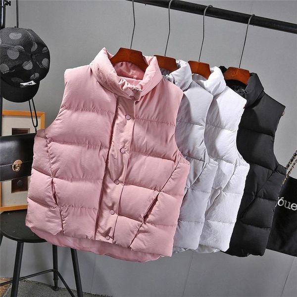 

women's vests 2021 cotton vest short korean version of the autumn and winter down jacket waistcoat bread trend, Black;white
