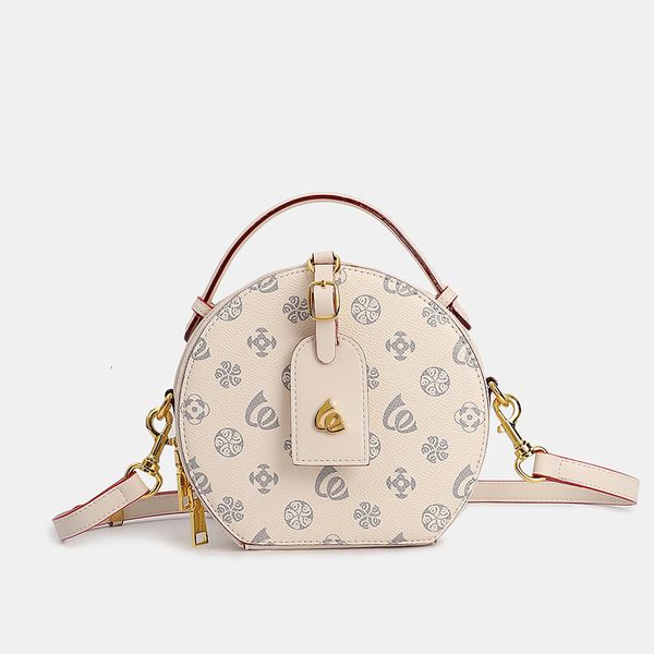 

handbag old flower printed round cake bag 2021 fashion women's single shoulder messenger small, Black;red