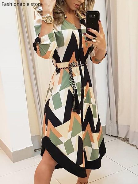 

casual dresses colorblocked geo print asymmetrical dress, Black;gray