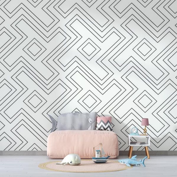 

wallpapers bacal large black line geometry 3d wallpaper mural for living room canbinet background removable modern wall paper home decor