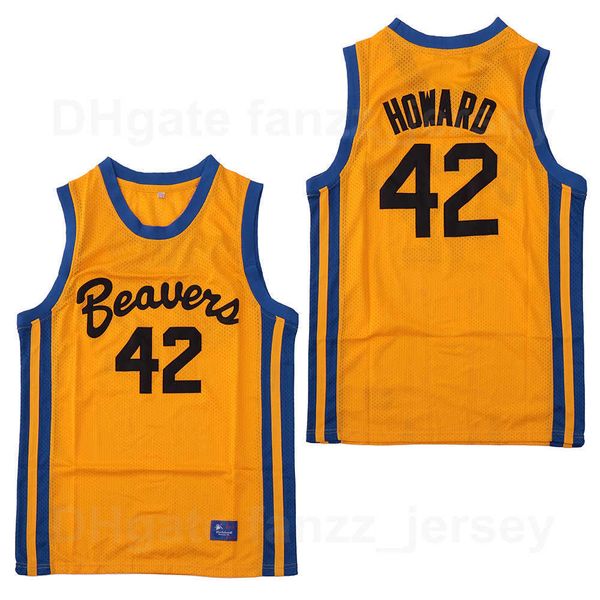 

moive teen wolf beavers basketball 42 scott howard jersey men yellow team color breathable sports pure cotton uniform excellent quality on s, Black