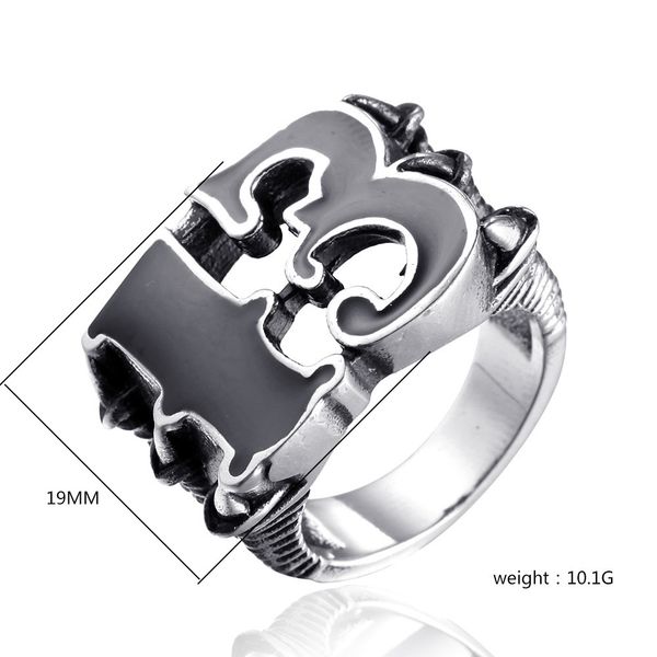 

delicate ring men's titanium steel 13 letter index finger, Silver