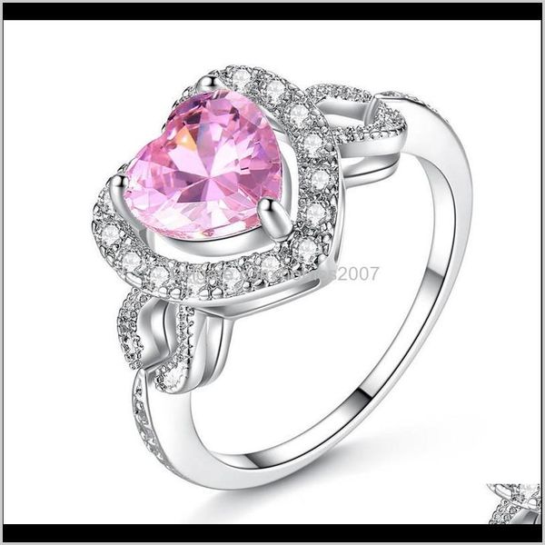 

jewelryfashion style pink girl heart ring hollow micro inlaid peach wedding rings drop delivery 2021 cbsxx, Slivery;golden