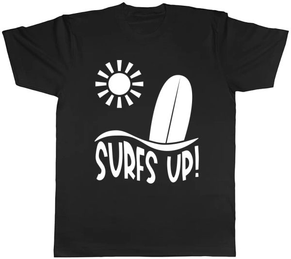

Surfs Up Mens Womens Ladies T-Shirt Tee, White;black