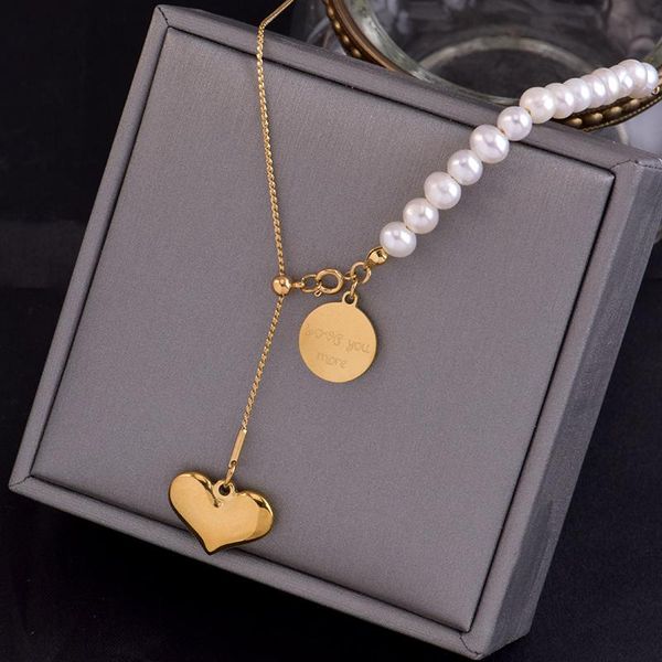 

chains 316l stainless steel fadeless round brand love pendant small crowd everything anti-allergy simple collarbone chain, Silver