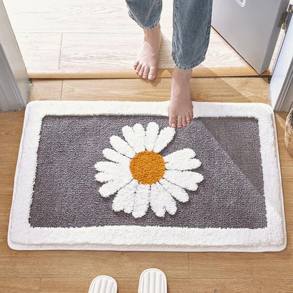 

bath mats carpet cartoon daisy home decor soft living room microfiber washable door non slip floor quick dry water absorbent cute mat