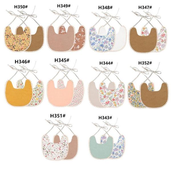 

infant baby girl boy bib kid toddler dinner feeding tassel double-deck cotton linen burp cloths saliva towel h37a bibs &