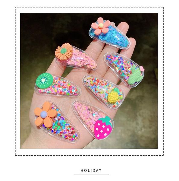 

hair accessories 5 piece set mobile sand pvc transparent girl hairpin cat animation to children's flower, Slivery;white