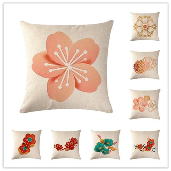 

spring festival hand-painted flower throw pillow cover 45x45cm decorative cushion home sofa decor cushion/decorative