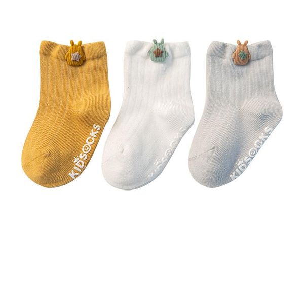

socks 3 pairs baby girl boy cute cartoon born autumn winter soft cotton slip sox kids infantil clothes accessories, Pink;yellow