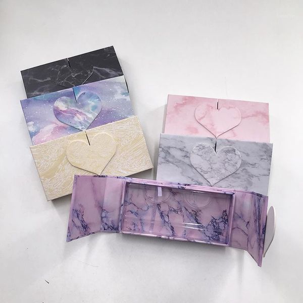 

empty marble heart design lash box hard magnetic case custom private logo packaging1