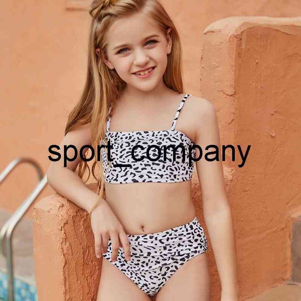 

cow printed 5-14 years girl swimsuit kids teenage bikini set two piece children swimwear toddler bathing suits 2021