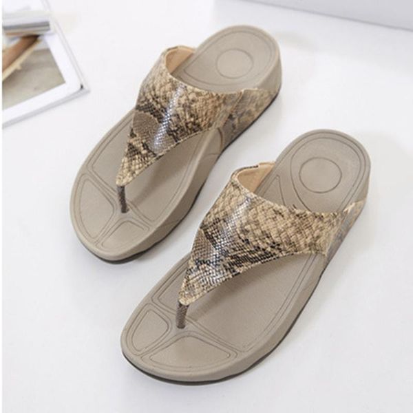 

slippers thick-soled shoes, outer slippers, flip flops, beach leopard print fashion women summer flops, Black