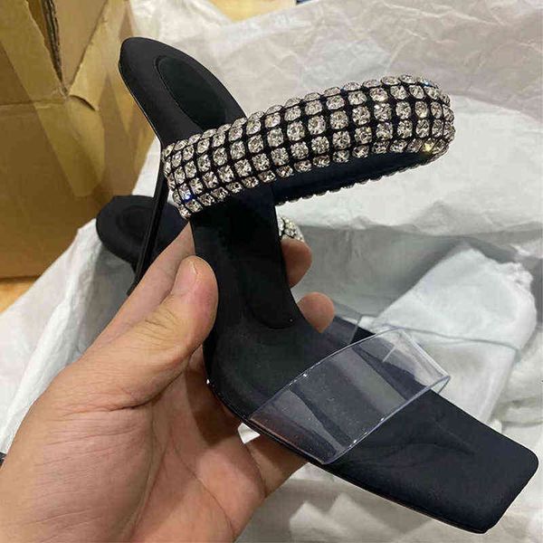 

dress shoes sandal aw summer king letter open toe strip diamond slippers transparent high heels thin heel roman shoes, Black