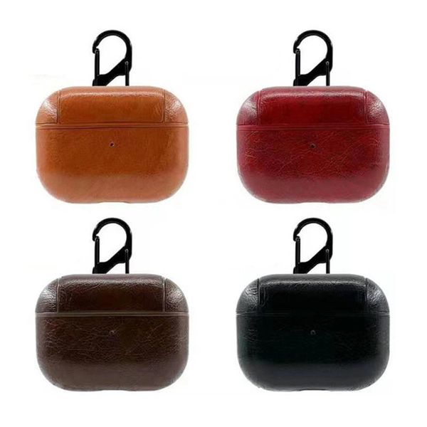 

retro matte leather hook case for apple airpods pro cases cover for airpods 3 charging box protective bag storage shockproof cover