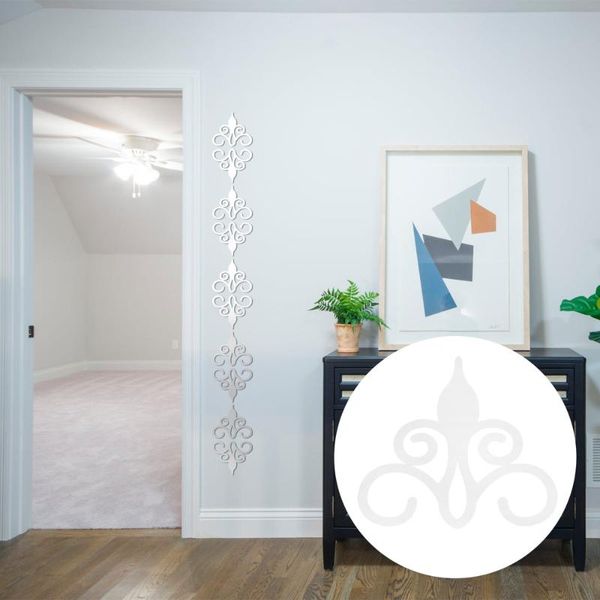 

sets acrylic wall sticker silver flower modern mirror for home clocks