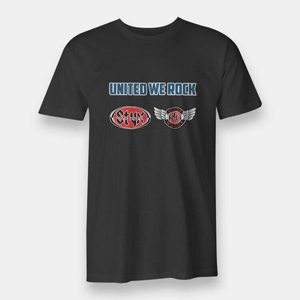 

united we rock concert tour styx speedwagon men's t-shirt black, White;black