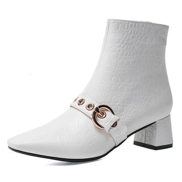 

asumer size 34-45 plus women's square toe buckle fall shoes thick heels woman black boots