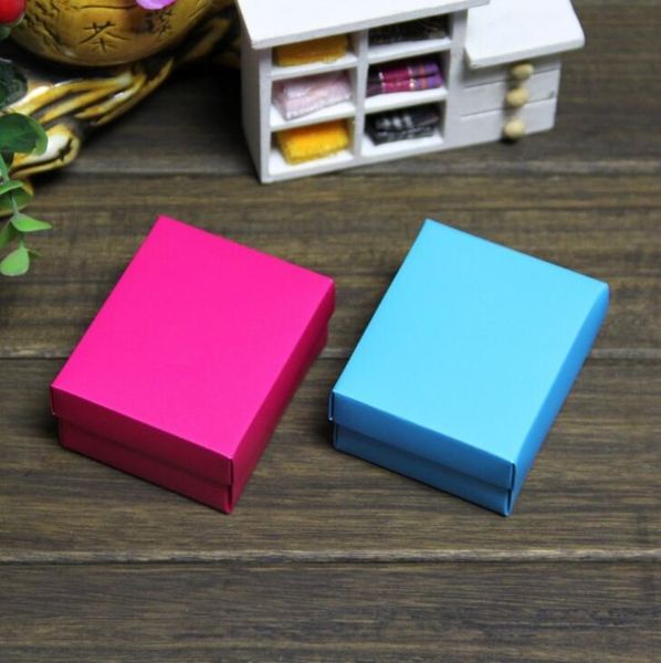 

gift wrap 10pcs rose red kraft paper box blue cardboard carton small jewelry with cover wedding candy packaging boxes 8x6.5 x 3.8cm